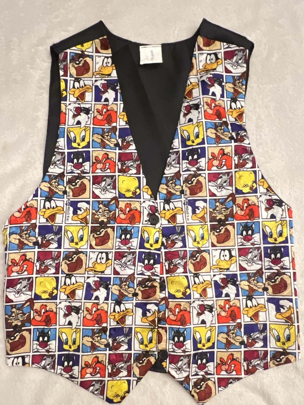 Looney Tunes Character Grid Vest Multi Color Silk 1994